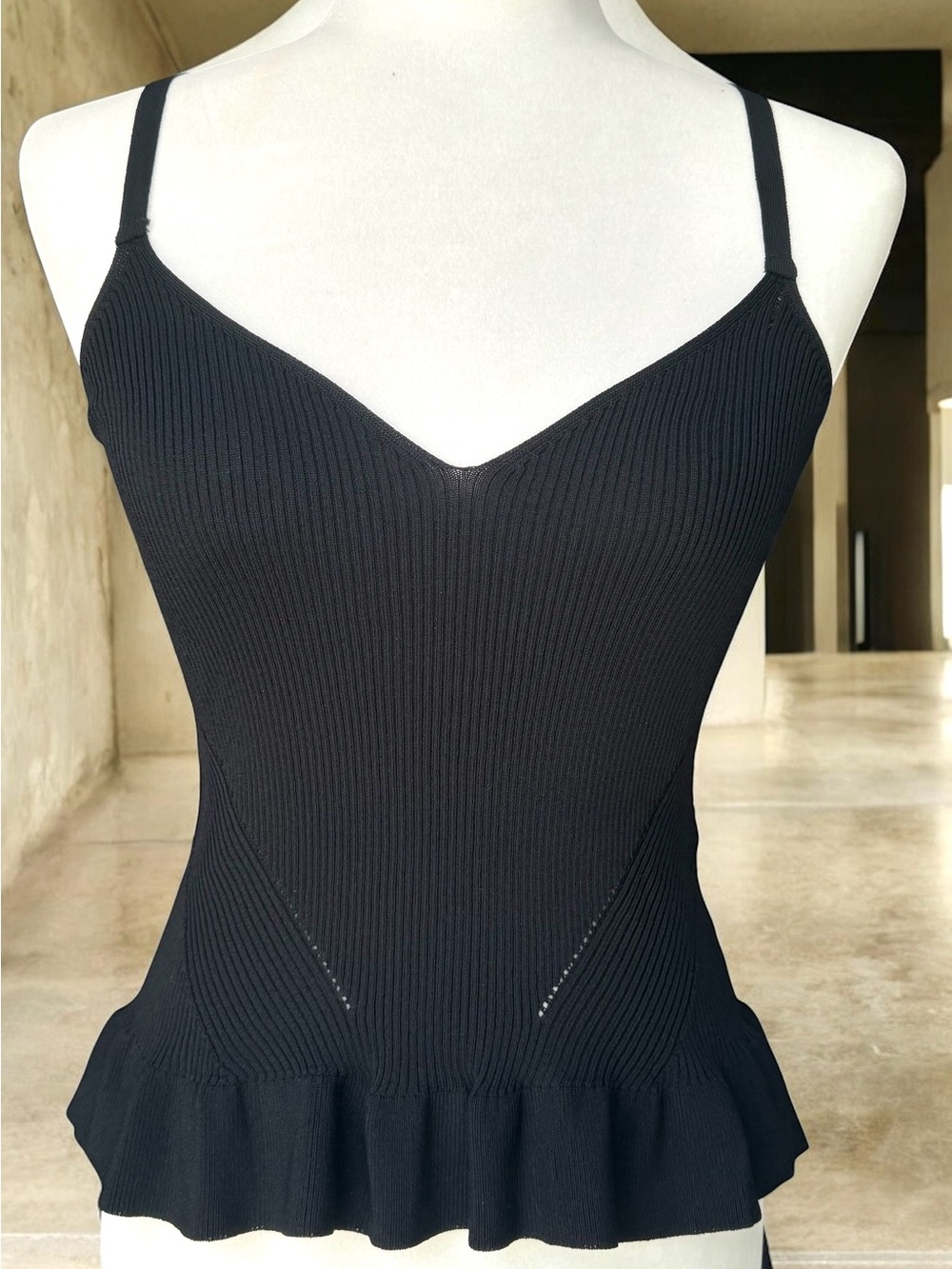Sandro Rib Knit Tank Top Black
